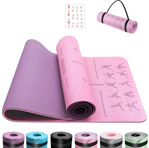 OUTDOUSE Tapis de Yoga,Tapis de Sport, Antidérapant,pour la Gymnastique,Pilates,Yoga,Maison,Voyage,Tapis de Gymnastique avec sangles de rangement,183x61cm