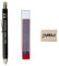 Koh-I-NOOR 5358 Schwarz Druckbleistift mit Spitzer, 3,2 mm + Koh-I-NOOR 3,2 mm 4190 HB graphit Minen für technische Zeichnungen und Retuschieren (Set von 6 Führt) + Gummi jueli