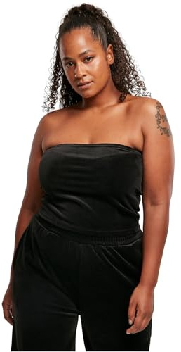 Urban Classics Damen Top Ladies Short Velvet Tube Top Black XXL