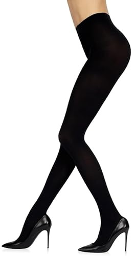 Sarah Borghi Collant Donna 100 Denari Invernali Super Coprenti, Calze Opache Tinta Unita in Morbida Microfibra con Lycra e Tassello in Cotone, Made in Italy (nero, L)