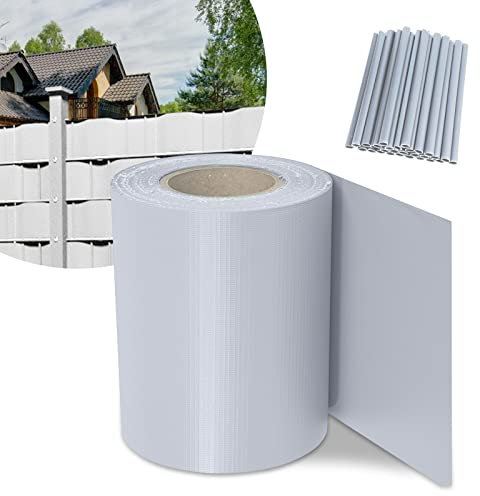 SWANEW Sichtschutzstreifen Doppelstabmatten Zaun Gartenzaun Sichtschutz, 70 m x 19 cm inkl.60 Befestigungsclips, PVC Sichtschutzfolie für Doppelstabmattenzaun, Grau