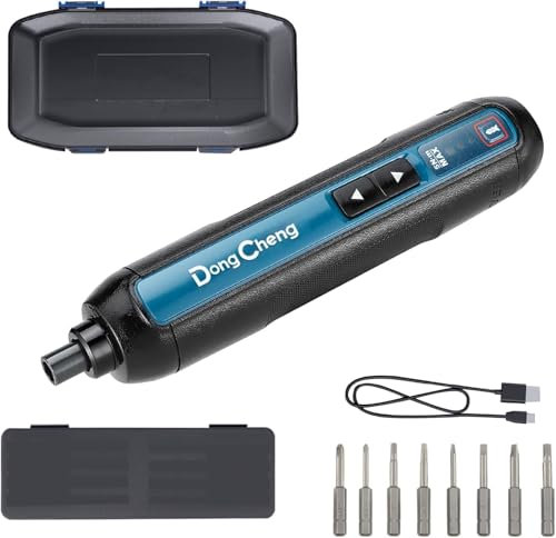 DongCheng 4V Cordless Electric Screwdriver, 2000mAh Battery Powered Rechargeable with 3 Torque Setting Up to 5N.m, 300RPM, Dual LED Lights, 8pcs 2-Inch Magnetic Screw Bits (4V Screwdriver)