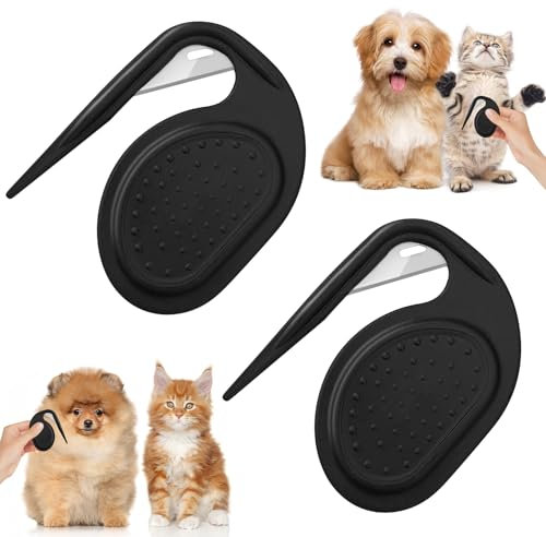 Pet Knotting Comb, 2 Stück Entfilzungsmesser Katze Hund, Pet Dematting Combs, Tragbar Haustier Kamm, zum Entfernen von verfilzten und losen Haaren, Werkzeuge zur Tierpflege