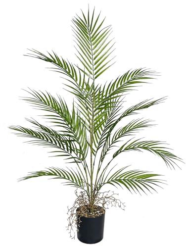 Zelihrdu Grande Plantas Artificiales Decorativas, Tropic Árbol Areca Palmera Artificial con Maceta, Realista Planta Falsa para Interior Exterior Hogar Baño Oficina Jardín Boda Decoración 95 cm Verde