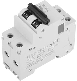 Interruptor magnetotérmico 2 polos 20A 6KA Clase C 400V, protección contra sobrecargas y cortocircuitos, ideal para instalaciones eléctricas.