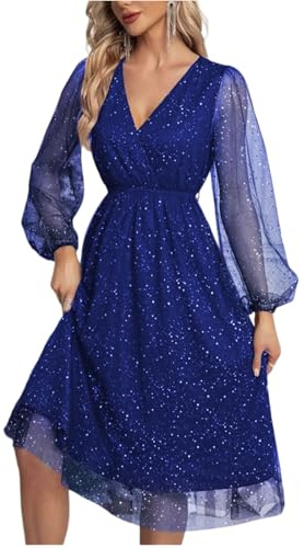 LOKLNEYK Robe De Soiree Femme, Deguisement Disco Femme Grande Taille Gala Haut Blazer Mariage Fete Réveillon Mi Longue Annee 80 Tenue Sequins Carnaval Costume 2#Bleu XL