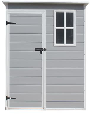 Panana Plastic Garden Storage Outdoo Shed House, Grey, 5X2.6FT