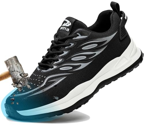 Calzado de Seguridad Hombre Ligeras Transpirable Antideslizantes para Mujer Zapatillas de Trabajo Negro Prueba de Pinchazos Zapatos Seguridad für Die Industrie Gris 44