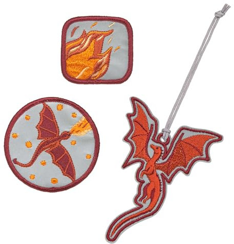 LÄSSIG Anhänger und Patches Set (3 Stk.) mit Druckknopf/School Patches Set Dragon