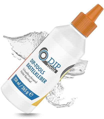 DIP-Tools Bastelkleber 250ml I transparent & schnelltrocknend, Bastelkleber für verschiedene Materialilien, Alleskleber Kleber Klebstoff Flüssigkleber Spezialkleber, zum basteln für Hobby & Haushalt