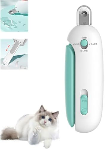 GUSHE Katzennagelknipser mit Verstellbarer Blende, Krallenzange für Hunde und Katzen, Edelstahl Katzennagelschneider, Katzen Krallenschneider, Krallenschere Katzen mit Nagelfeile und Schutz (Blau)