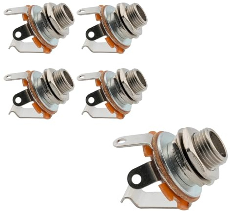 Alnicov 5pcs Mono Jack Socket Replacement Connector Female Panel Mount For Bass Electric