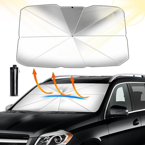 D-Lumina Parasole Auto Ombrello Accessori Auto Parasole Auto Parabrezza Interno Parasole Per Auto,Blocca il 99.9% dei Raggi UV, per Auto, Camion, Autocarri (M-135×75cm)