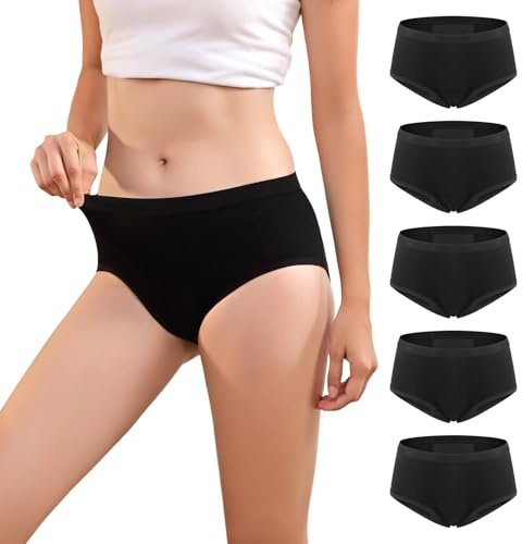 Carer Lot de 5 Culottes Menstruelles Lavables et Imperméables pour Femme - Protection Confortable Pendant les Règles Taille L
