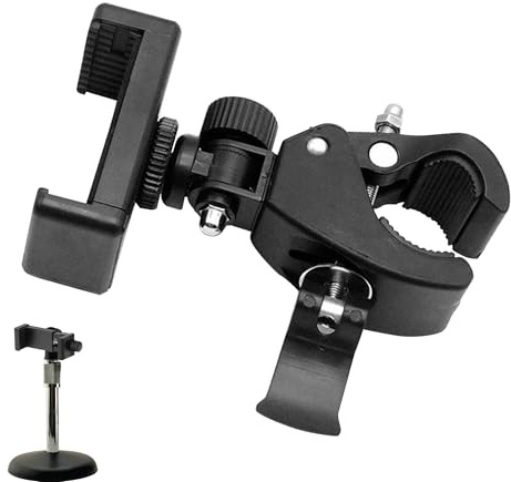 1PCS Mic Stand Phone Holder Anti Slip Microphone Arm Mount Clamp Freely Adjustable 360° Rotation Microphone Holder for Live Streaming, Shooting Videos, Traveling, Works With Most Cell Phones