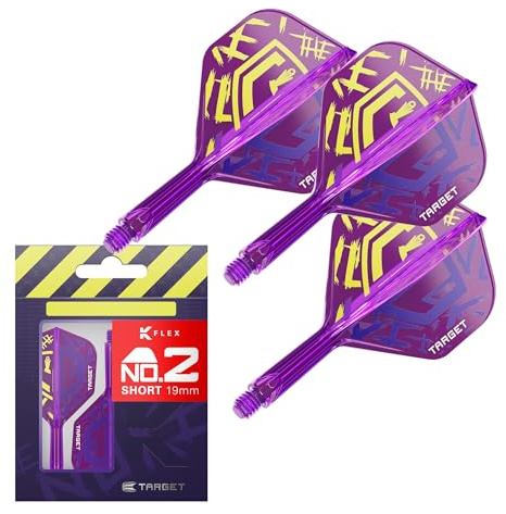 Target Darts Luke Littler Champion du Monde K Flex Flights and Shaft System, No.2 | Le Nuke 2025 Edition Kflex, Tous dans Un Volutes et Tiges Intégrés (Pack de 3) – Court, 19mm
