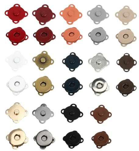 Magnetknappar 42 par blandade färger, magnetlås, väska, magnetiska knappar, tryckknappar, magneter för insyning, magnetisk stängning för plånbok, handväskor, rockar, windbreaker, ryggsäck
