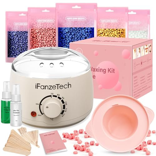 Waxing Set Wachs Haarentfernung Set: Wax Maschine Warmwachs Haarentfernung Gerät mit Silikon Schale, 5 Packungen Wachsperlen für Gesicht, Brazilian Bikinizone, Körper, Waxing kit Women Men