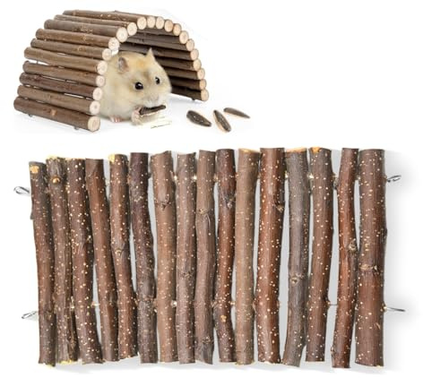 Puente-Escalera de Madera para Roedores y Aves, Juguete Trepador para Hamsters, Ratones, Ratas, Periquitos, Perros de la Hierba, Sugar Gliders y Chinchillas, 8x30cm