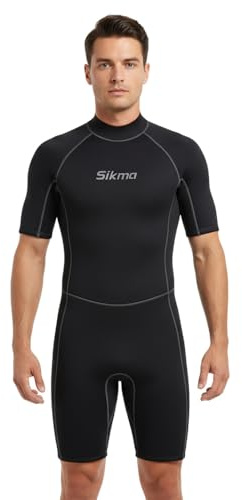 Sikma Men’s Wetsuit 3mm Neoprene Surfing Diving Suit Short Sleeves Back Zip Flexible and Comfortable Perfect for Swimming, Scuba Diving, Snorkeling