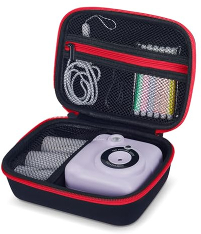 Hikkon Kids Camera Case Fit for Hangrui/Dylanto/GREENKINDER/GKTZ/Gofunly/HiMont,Portable Kids Instant Print Camera Storage Holder Organizer Bag (Case Only) - Black&Red