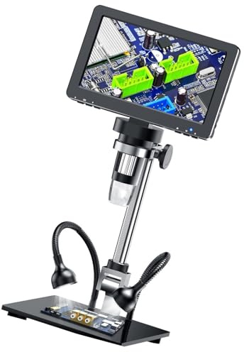 Microscopio digital LCD multiusos de 7 pulgadas para uso educativo e industrial con capacidad de aumento de 1200X, enfoque preciso