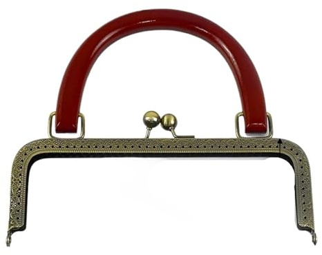 AMENGJ Clutch per Borse Uncinetto Manici Quadrati in Metallo con Chiusura a Bacio da 20/25 cm, cornici for Borse in Rilievo/Lisce, Artigianato Cucito(Type 2-Emboss-20cm)