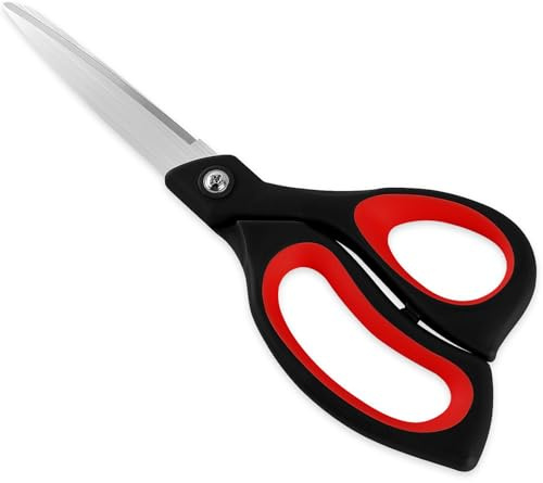 8.5 Inch Heavy Duty All Purpose Scissors, Professional Ultra Sharp Stainless Steel Blades for Fabric, Paper, Crafts - Comfort Soft Grip Handles for Office, Home, Packages and Light Gardening Black