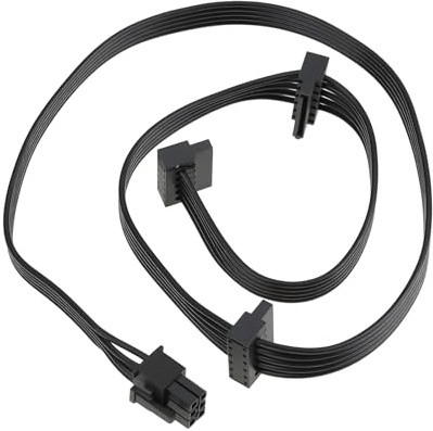 EMSea Câble d'alimentation pour disque dur 6 broches vers SATA X3 à angle droit compatible avec Corsair RM1000X, RM850X, RM750X Noir