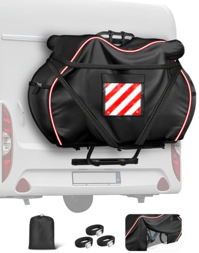 OlaVeg 420D Series Bike Cover for 2 Bikes, E Bicycle Rack Cover Waterproof for Motorhome Handlebar Protector and Back Slit