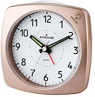 Atrium Wecker Analog Quarz ohne Ticken, mit Licht und Snooze rosé metallic A251-17