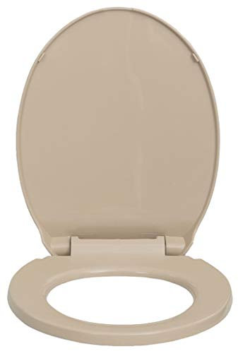 Festnight Tapa y Asiento de Váter con Cierre Suave Ovalada Asiento de Inodoro Universal Beige 46 x 34 cm