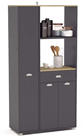 SZ Suarez Buffet Asfeld Color Gris Grafito 3puertas 1 cajón Cocina Mueble Auxiliar Almacenamiento 180x90x40 cm