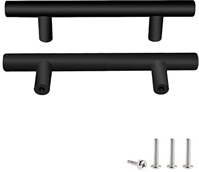 Drenky Möbelgriffe Schwarz 2 Stück Rostfreier Stahl Türknäufe, Schrankgriffe mit Schraube Griffe für Schublade, Schrank, Möbel, Küche, Heimdekoration, Lochabstand 96 mm