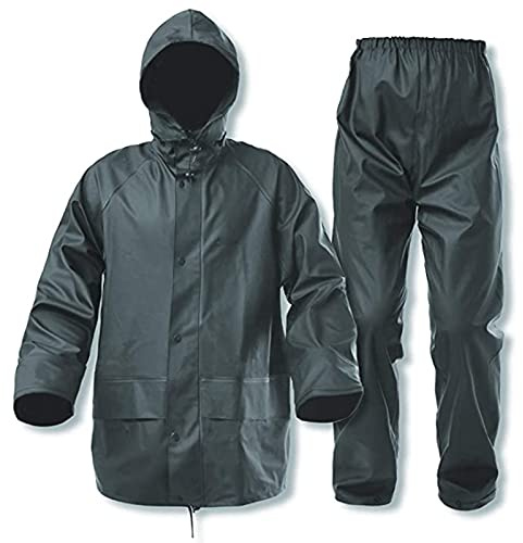 ZOEGO Trajes de lluvia para hombres, mujeres, impermeable, resistente, impermeable, para pesca, chaqueta y pantalones, capucha oculta(Verde,S)