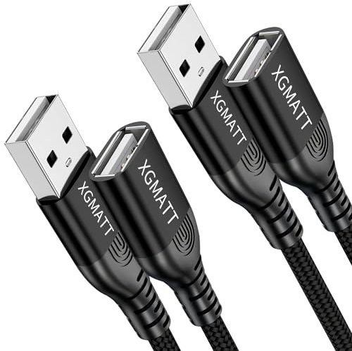 XGMATT USB Verlängerung Kabel 3M 2Stück USB 2.0 Verlängerungskabel,Schwarz
