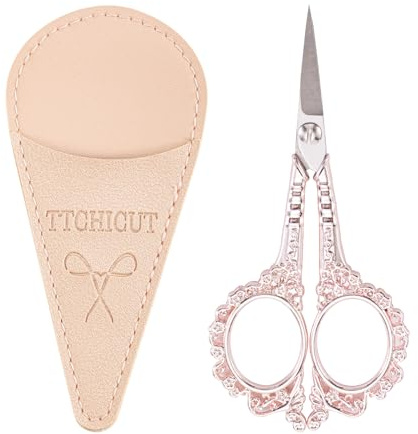 All Purpose Scissors With Sheath - Sharp for Sewing, Embroidery, Cuticle, Eyebrows, Manicure, Pedicure, Beauty Grooming - Office, Home, School, Crafts (Pink Gold)