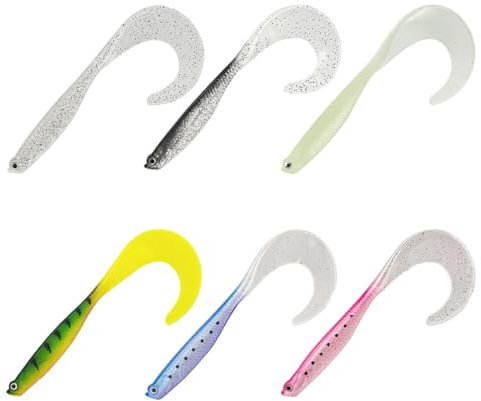 WeddHuis 6 Stück Gummifische Hecht Und Zander Mit Twisterschwanz 12Cm, Mit Hakentaschen Für Offset Haken Und Standard Jigköpfe, Gummifische Für Hecht,Zander Köder Hecht Köder,Gummifische Zander
