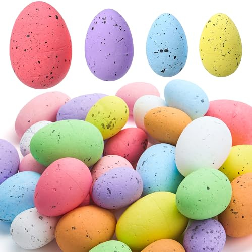 JOYIN Huevos de Pascua de espuma, surtidos, colores pastel, salpicados, huevos de Pascua para Pascua, para interiores, decoración de mesa, regalo de fiesta de Pascua, relleno de cuenco, guirnalda de