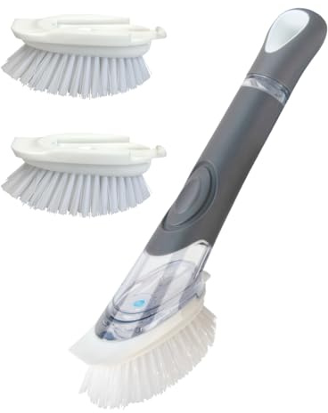 CELOX Dish Brush with Soap Dispenser, 1 Dish Wand & 3 Dish Brush Refill Heads