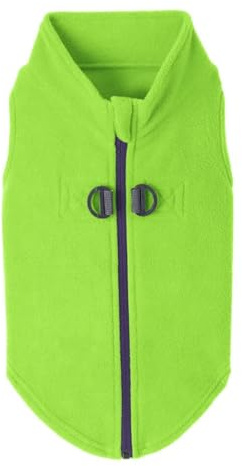 Gooby Zip-Up Fleece Dog Sweater, Lime, Large