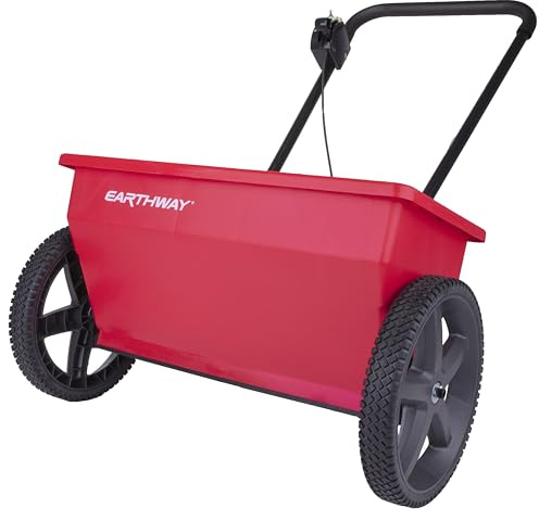 EarthWay Products 7312 Red 75LB Drop Spreader - Weed and Feed Lawn Fertilizer, Fertilizer Spreader, 22 Coverage, Adjustable Flow, Lawn Care Equipment for Homeowners