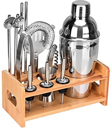 Lychee 12 Pezzi Shaker Cocktail Set Professionale,Premium Set di Accessori da Cocktails in Acciaio Inox,Kit da Barman,Perfetto per Party con Amici (550ML)