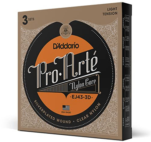 D'Addario EJ43 Pro-Arte Nylon-Saiten für Konzertgitarre, leichte Spannung, 3 Sätze