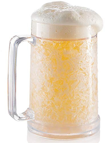 Vaso de cerveza de gel de plástico para congelador, taza de pared doble, 16 oz, transparente 1 paquete...