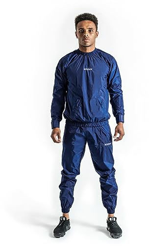 BOXRAW Hagler Sauna Suit 1.0 - Navy - 2XL - Sweat Suit for Boxing & MMA - Top & Bottoms - Professional Non Rip Weight Loss Training Gear - Multiple World Champion Tested & Waterproof Zipped Pockets