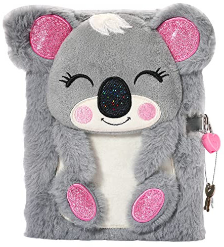 Pinkgarden Koala-Tagebuch für Kinder, 160 Seiten Geheimes Tagebuch, Plüsch-Notizbuch mit Schloss und Schlüssel zum Schreiben und Zeichnen, Geschenke für Mädchen, Kinder, Jungen