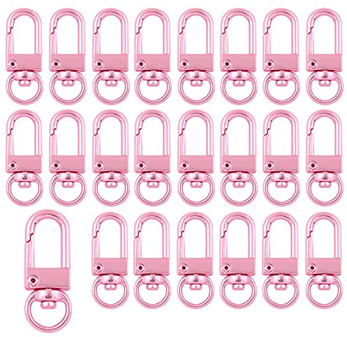 36Pcs 9mm Pink Metal Lobster Claw Clasps Swivel Lanyards Trigger Snap Hooks Strap for Keychain,Key Rings DIY Bag Jewelry Findings(Pink)
