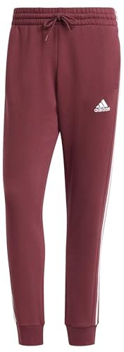 adidas Herren Essentials Fleece 3-Stripes Tapered Cuff Pants, Shadow red, XL Tall