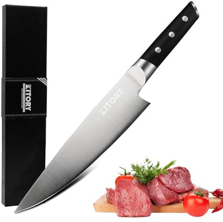 Kitory Kochmesser, Profi Küchenmesser, Scharf Chefmesser 20cm Klinge Fleischmesser mit Pakkaholzgriff, Deutschem hochwertigem Edelstahl